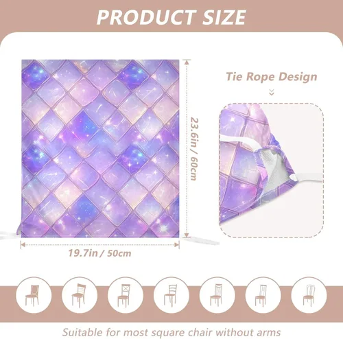 Vista 3 de Juego de 6 fundas decorativas para sillas de comedor con diseño de escamas de dragón morado, para reuniones familiares, fundas de asiento extraíbles