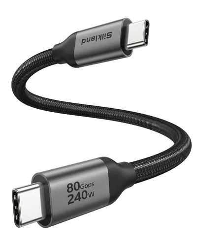 Vista 10 de Silkland Cable USB 4 de 80Gbps para Thunderbolt 5, [certificado USB-IF] Ancho de banda de 120Gbps para 16K/8K dual, carga de 240W, cable USB C