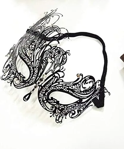 Vista 3 de FaceWood Máscara de mascarada para mujer, máscara de metal ultraligera brillante con diamantes de imitación veneciana, bonita fiesta, noche, baile