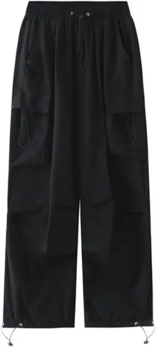 Vista 3 de E-Girl Streetwear - Pantalones cargo para mujer, estilo casual, estilo hip hop, holgados, Y2K, con bolsillo con solapa, ropa de calle E-Girl