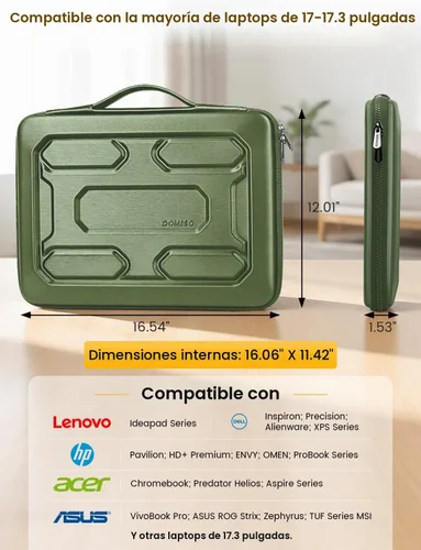 Vista 7 de DOMISO Funda rígida para laptop de 17 a 17.3 pulgadas, impermeable, a prueba de golpes, funda rígida para laptop con asa y bolsillo