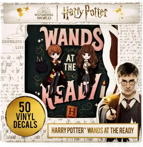 Vista 5 de Conquest Journals Harry Potter Wands At The Ready - Paquete de calcomanías con licencia oficial, juego de 50, impermeable y resistente a los rayos