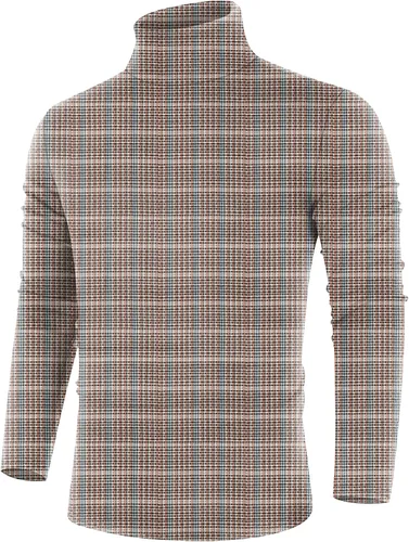 Vista 16 de Poriff - Suéter de cuello de tortuga térmico, de punto, liviano, casual, con corte entallado, para hombre Albaricoque