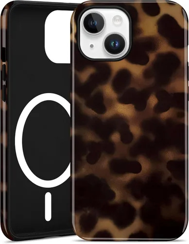 Vista 70 de Jusy Compatible con MagSafe Brown Tortoise Shell Print Phone Case para iPhone 7/8/SE, funda protectora magnética de lujo de TPU suave