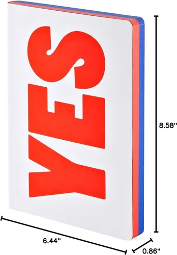 Vista 8 de Nuuna Graphic L "Yes-No" - Cuaderno de piel regenerada lisa, color rojo, azul y blanco