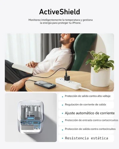 Vista 3 de Anker Bloque de cargador USB C, 20 W PIQ 3.0 de carga rápida compacta para iPhone 17/16/15 y más series, Galaxy, Pixel 4/3, iPad