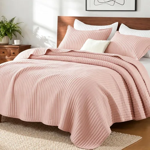 Vista 15 de Exclusivo Mezcla Juego de ropa de cama de edredón acolchado a rayas beige