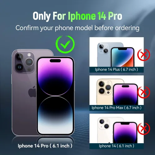 Vista 2 de ADDIT i Phone 14 Pro - Funda para iPhone 14 Pro, con anillo de soporte, soporte ajustable, grado militar, protección resistente, a prueba de golpes