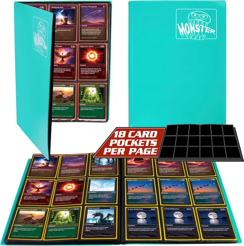 Vista 8 de Monster Binder - Álbum de tarjeta coleccionables, 9 bolsillos para tarjetas, retiene 360 de Yugioh, Magic, y Pokémon, Matte Teal Verde azulado mate