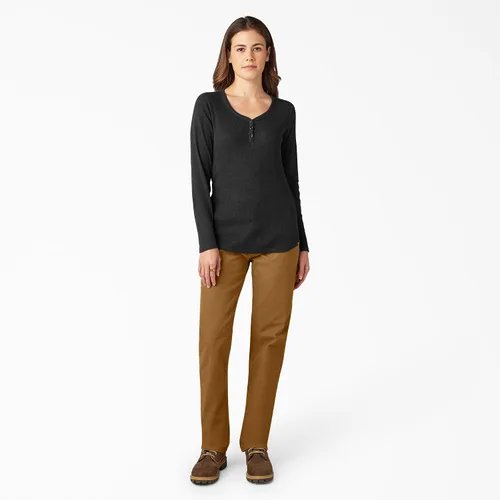 Vista 4 de Dickies Camisa Henley de manga larga con 3 botones para mujer