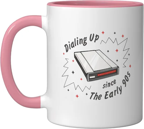 Vista 8 de 90s Nostalgia Retro 90s Dial Up Internet Vintage Ceramic Mug, Black/White, 11oz