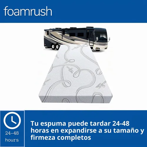 Vista 2 de FoamRush Litera de 7 pulgadas (28" x 72") Colchón de Espuma Viscoelástica con Gel Refrescante para RV de Repuesto con Funda de Algodón, Firmeza