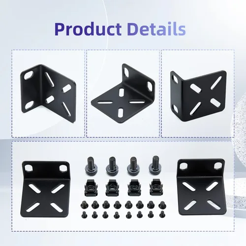 Vista 3 de Kit de montaje en rack para switches de 17.3 pulgadas, orejas de rack ajustables para productos Buffalo Tech, Cisco, NETGEAR, Dell, D-Link, Linksys