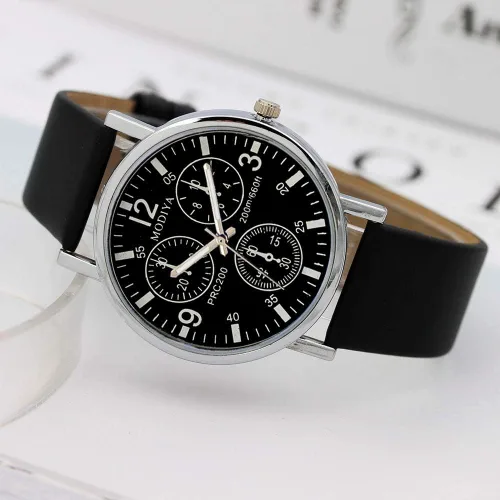 Vista 3 de COOKI - Reloj deportivo para hombre, con correa de cuero, analógico, de cuarzo, para negocios, de lujo, fecha, para hombres menores de 10 años, #04