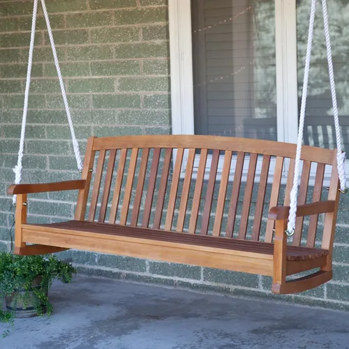 Vista 9 de International Caravan Mueble Pieza Royal Tahiti Curvada De Madera De Dos Asientos Columpio
