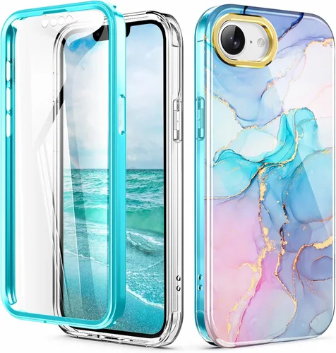 Vista 44 de Funda bonita de mármol para iPhone 13 Pro de 6.1 pulgadas, con protector de pantalla incorporado, ligera y elegante, de TPU, para cuerpo completo, a
