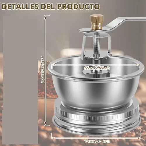 Vista 7 de Molinillo de café con mango de manivela, accesorio de tapa manual para tarros Mason de boca ancha, molinillo de granos de café a mano, molinillo