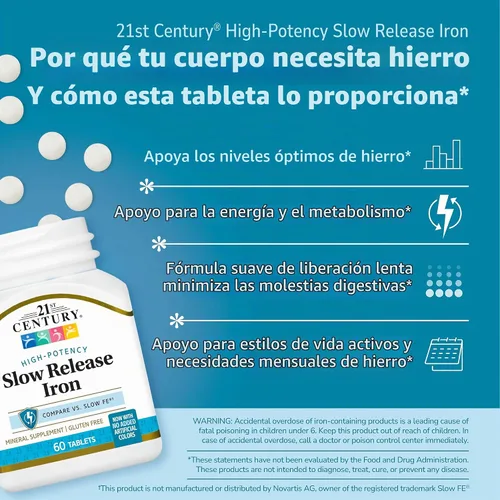 Vista 5 de Tabletas de liberación lenta de hierro 21st Century. , B005LEMT1I, 1, 1