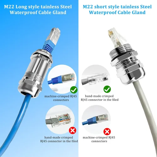 Vista 4 de PROCET M22 - Prensaestopas de cable de acero inoxidable impermeable de nailon impermeable, alivio de tensión ajustable de 0.315 in, prensaestopas