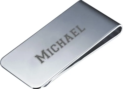 Vista 2 de Visol Clip de dinero chapado en plata Holmes personalizado con grabado láser gratis, Acero inoxidable