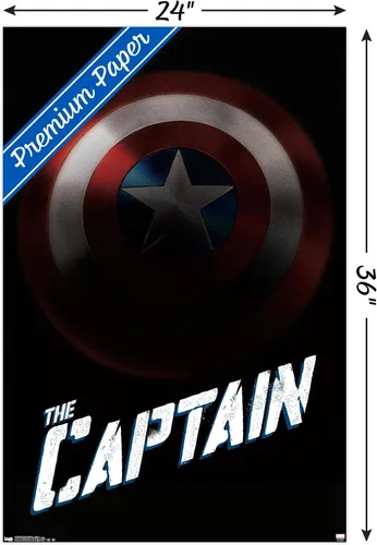 Vista 3 de Trends International Marvel Comics 24 x 36 - Póster de pared con escudo de Capitán América, 24 x 36 pulgadas, versión premium sin marco