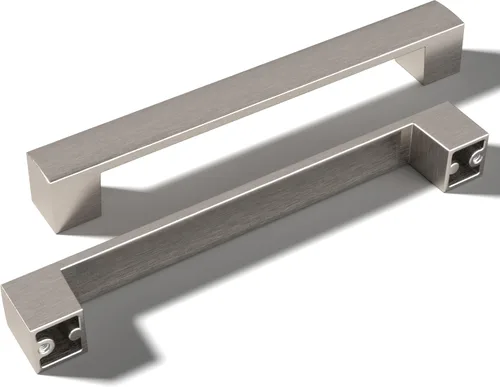 Vista 16 de Paquete de 10 tiradores de níquel cepillado con agujero central de 5 pulgadas Manijas de metal sólido para gabinetes de baño y decoración