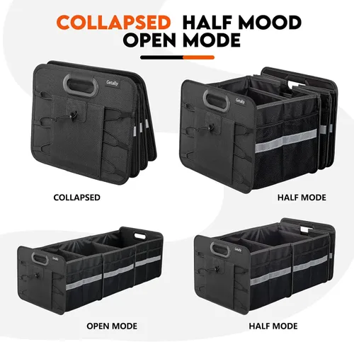Vista 3 de Organizador de maletero para automóvil, organizador plegable para maletero con múltiples bolsillos, organizador de almacenamiento de 3