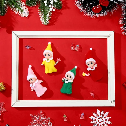 Vista 7 de Aoriher Juego de 18 piezas de pequeños elfos gemelos, botellas de leche de elfos navideños, juego de chupetes de botellas de leche, mini coloridos