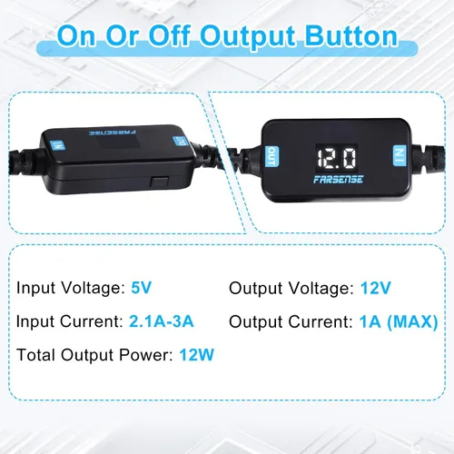 Vista 6 de FARSENSE Adaptador USB A a enchufe de cigarrillos de 12V - Cable convertidor de enchufe de encendedor de cigarrillos de coche de 5V DC USB C a 12V