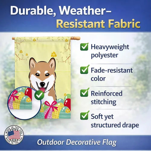 Vista 313 de Caroline's Treasures BB1923GF Bandera decorativa para jardín con diseño de Border Collie, para caza de huevos de Pascua, para jardín, jardín, patio