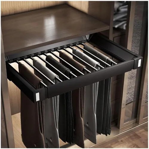 Vista 9 de Estante extraíble para pantalones para armario, estante retráctil para pantalones de la marca Pengfei, colgador de jeans para gabinete, ancho