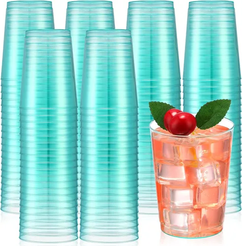 Vista 9 de Minatee 100 vasos de plástico desechables de lujo, vasos de cóctel de vino resistentes para graduaciones, bodas y fiestas de cumpleaños, vasos