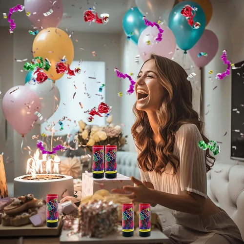 Vista 6 de 12 cañones de confeti para bodas, cumpleaños, graduación, baby shower, aniversario, Navidad, Año Nuevo, fiestas, celebraciones, suministros