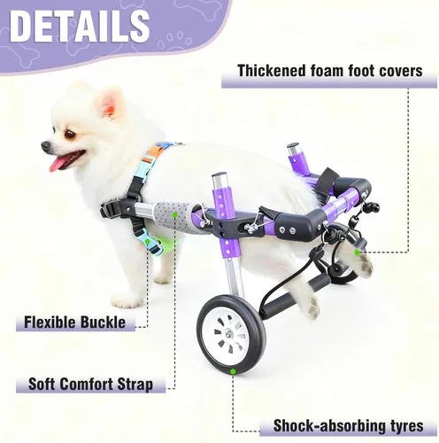 Vista 5 de Silla de ruedas de apoyo para perros para patas traseras, carrito de movilidad ajustable para perros traseros, carrito de apoyo para perros