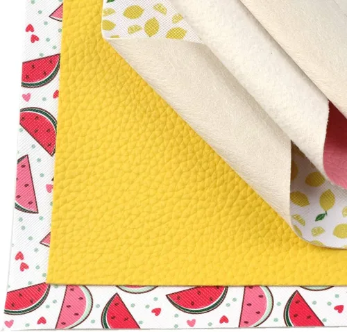 Vista 6 de Summer Fruits - Hoja de piel sintética de lichi, tela de cuero sintético surtido, 5 unidades de 8 x 13 pulgadas (7.9 in x 13.4 in) para hacer lazos
