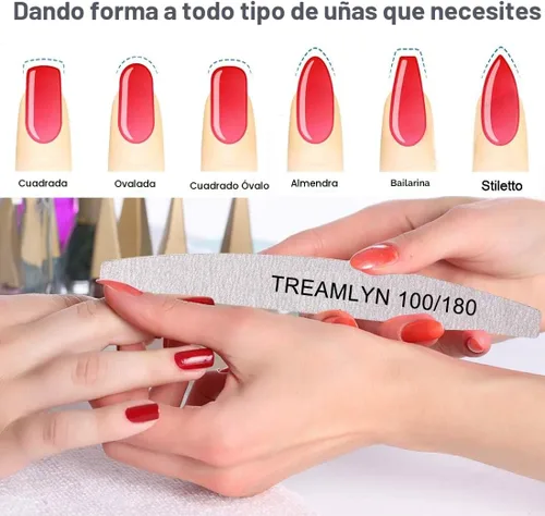 Vista 2 de 10 limas de uñas ásperas de grano 100/180, limas de uñas resistentes para uñas acrílicas/naturales, tableros de esmeril para uñas, relleno de uñas