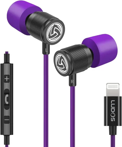 Vista 28 de LUDOS Auriculares con cable ultra intraauriculares, 5 años de garantía, auriculares con micrófono, auriculares con cancelación de ruido, espuma
