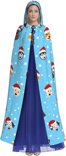 Vista 3 de Dog Wearing Christmas Hat Blue Cloak Halloween Costumes Witch Cloak Hooded Cloak Adult Long Cape Hood