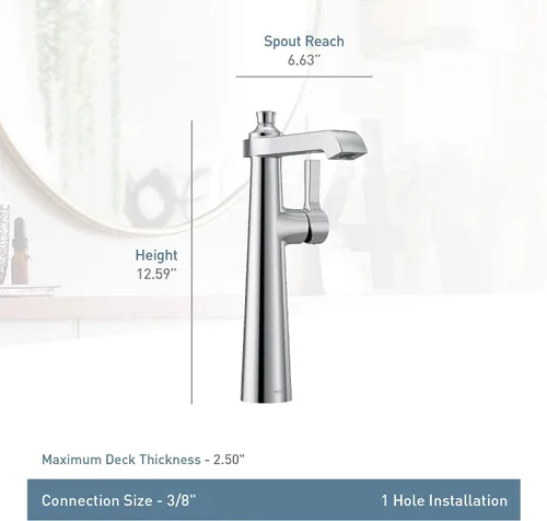 Vista 2 de Moen S6982BG Flara - Grifo de baño con un solo orificio para lavabo, color dorado cepillado