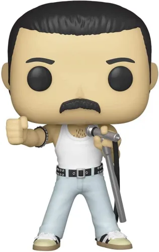 Vista 2 de Funko Pop Pop! Rocks: Queen - Freddie Mercury Radio Gaga 1985, multicolor, 3.75 pulgadas