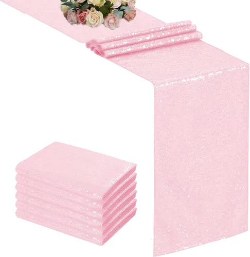 Vista 11 de Camino de mesa de lentejuelas negras de 12 x 72 pulgadas, paquete de 6 caminos de mesa con purpurina para decoración de fiestas, baby shower