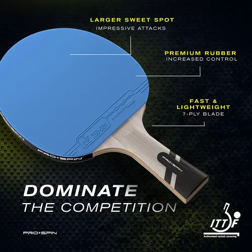 Vista 2 de PRO-SPIN Ping Pong Paddles – ITTF Approved Professional Table Tennis Rackets with Carbon Fiber for Superior Control 7-Ply Blade, Premium Rubber