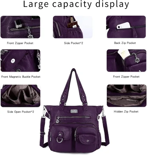 Vista 5 de Angel Kiss Bolsos de mano para mujer, bolsos de cuero sintético PU, bolsos de hombro para mujer, bolsos de bolsillo PU, Bags, Pockets