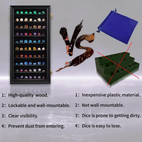 Vista 3 de HOROW Estuche grande de exhibición de dados DND poliédricos hexagonales con bloqueo con 98% de protección UV, organizador de dados