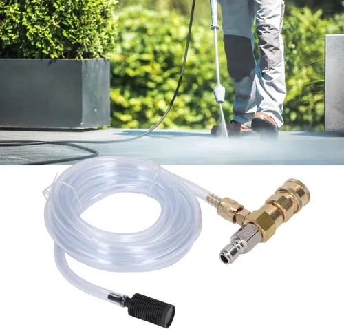 Vista 5 de Kit de inyector químico con inyector descendente ajustable de acero inoxidable de latón, tubo de 9 8 pies, 5000 PSI para juegos de herramientas