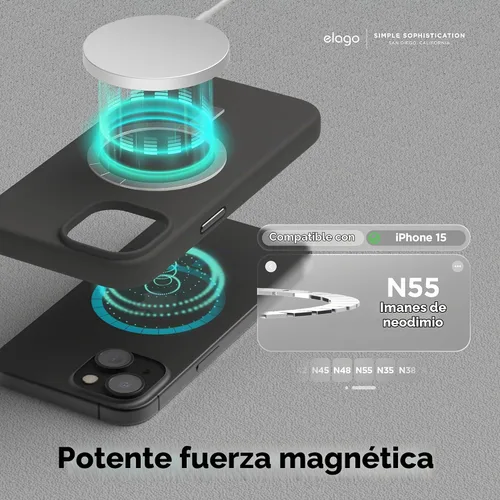 Vista 2 de elago Funda de silicona magnética prémium para iPhone 15, color negro