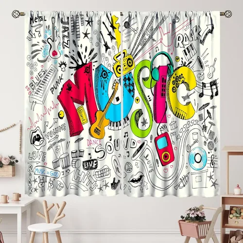 Vista 38 de Cortinas de jazz para mujer americana, estilo grunge, estilo grunge, con bolsillo para barra, para dormitorio, sala de estar, decoración