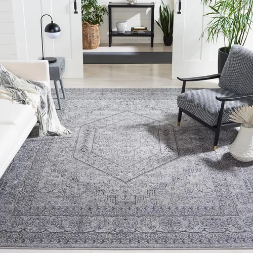 Vista 93 de SAFAVIEH ADR108B - Tapete de la colección Adirondack, 2 pies 1 pulgada x 6 pies, marfil y plateado, diseño de medallón oriental, no desprende