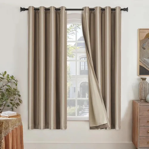 Vista 31 de GIGIZAZA Cortinas de terciopelo 100% opacas de 72 pulgadas, 2 paneles, cortinas negras para ventana, con aislamiento térmico, cortina de lujo
