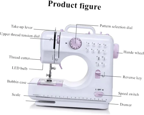 Vista 2 de COHEALI Máquina de coser con brazo de doble hilo Mini Overlock fácil de usar para proyectos domésticos y principiantes